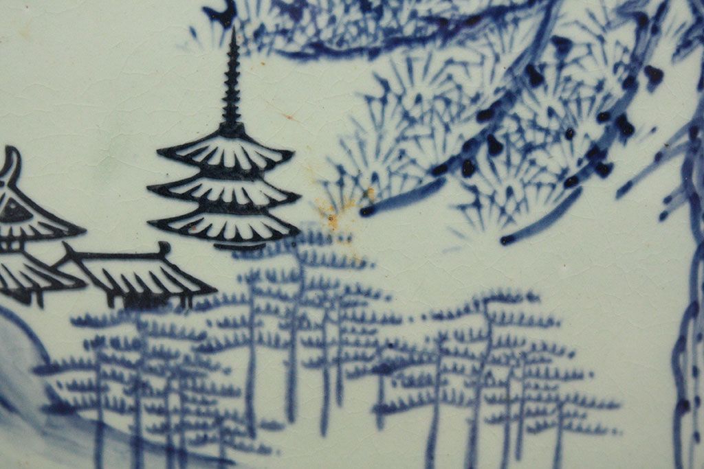 アンティーク雑貨　大正〜昭和初期!　山水図柄　瀬戸火鉢