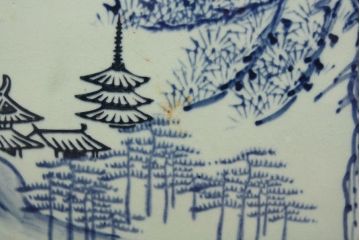 アンティーク雑貨　大正〜昭和初期!　山水図柄　瀬戸火鉢