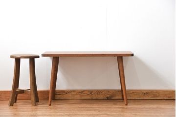 レトロ家具　アンティーク 天板一枚板!古材を使ったレトロなスクエア型センターテーブル(小)(1)