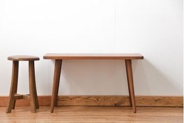 レトロ家具　ラフジュ工房オリジナル 天板一枚板!古材を使ったレトロなスクエア型センターテーブル(小)(2)