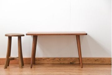 レトロ家具　ラフジュ工房オリジナル 天板一枚板!古材を使ったレトロなスクエア型センターテーブル(小)(4)
