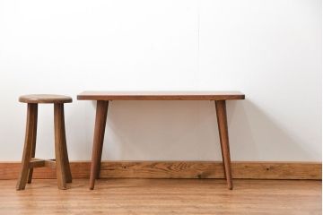アンティーク家具　アンティーク 天板一枚板!古材を使った緩やかな曲線センターテーブル(1)