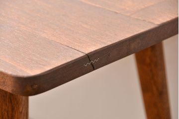 レトロ家具　昭和レトロ 天板一枚板!古材を使った緩やかな曲線センターテーブル(1)