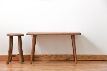ラフジュ工房オリジナル 天板一枚板!古材を使った緩やかな曲線のセンターテーブル(小)(4)