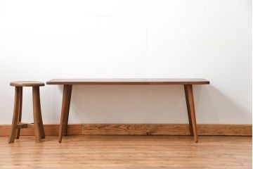 ラフジュ工房オリジナル 天板一枚板!古材を使った緩やかな曲線のセンターテーブル(大)(2)