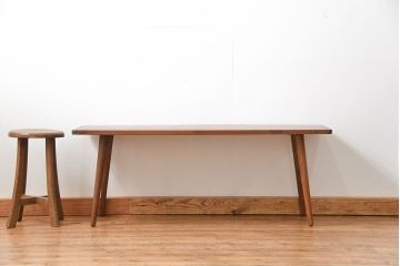 レトロ家具　昭和レトロ 天板一枚板!古材を使った緩やか曲線のセンターテーブル(2)