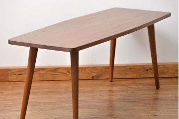 レトロ家具　昭和レトロ 天板一枚板!古材を使った緩やか曲線のセンターテーブル(2)