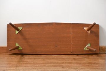 レトロ家具　昭和レトロ 天板一枚板!古材を使った緩やか曲線のセンターテーブル(2)