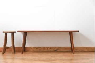 ラフジュ工房オリジナル 天板一枚板!古材を使った緩やかな曲線のセンターテーブル(大)(4)