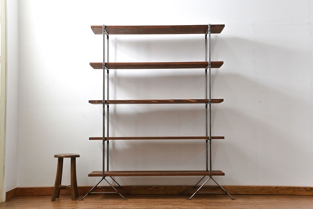 ラフジュオリジナル　アイアンの薄型飾り棚【小】(1)(陳列棚、アイアンラック)