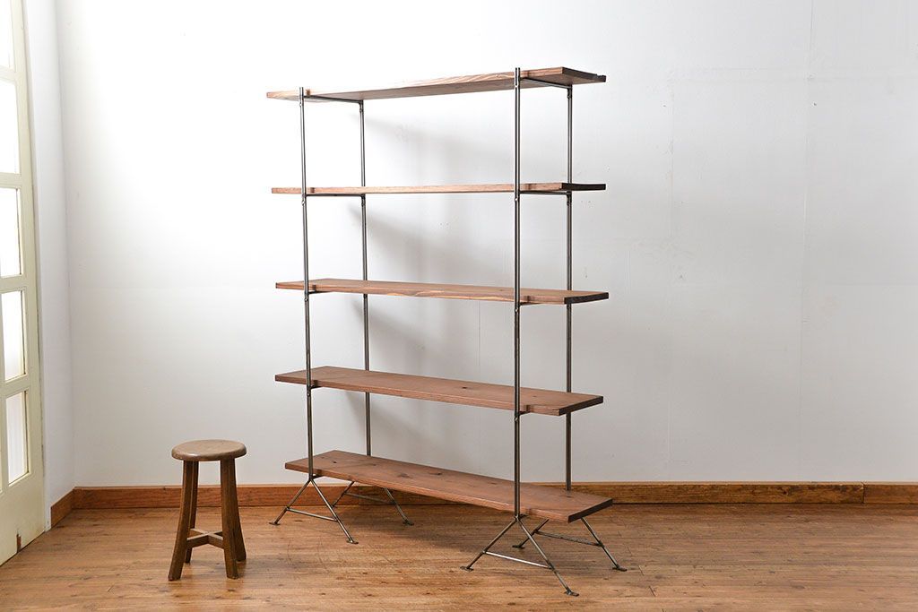 ラフジュオリジナル　アイアンの薄型飾り棚【小】(1)(陳列棚、アイアンラック)