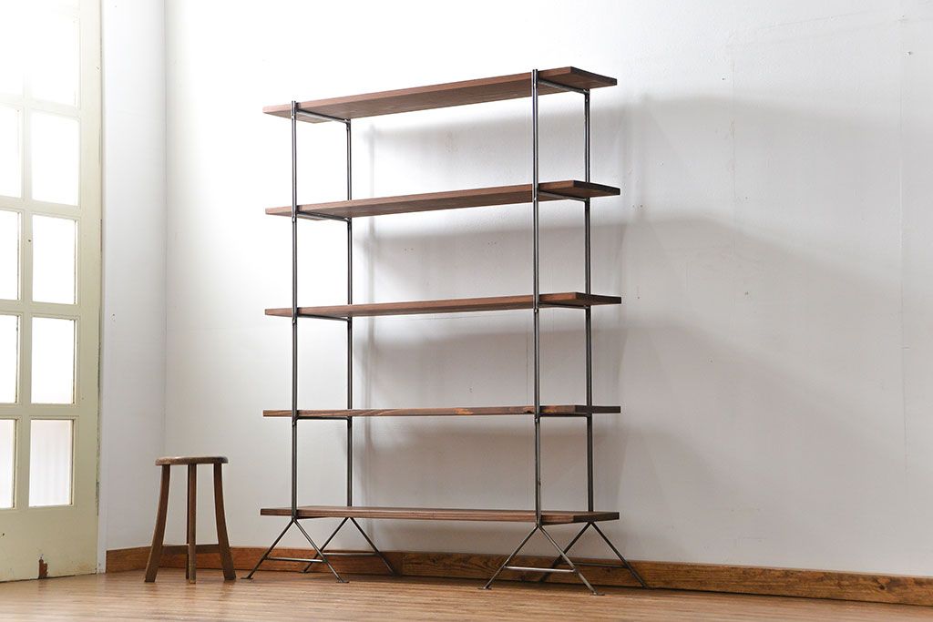 ラフジュオリジナル　アイアンの薄型飾り棚【小】(2)(陳列棚、アイアンラック)