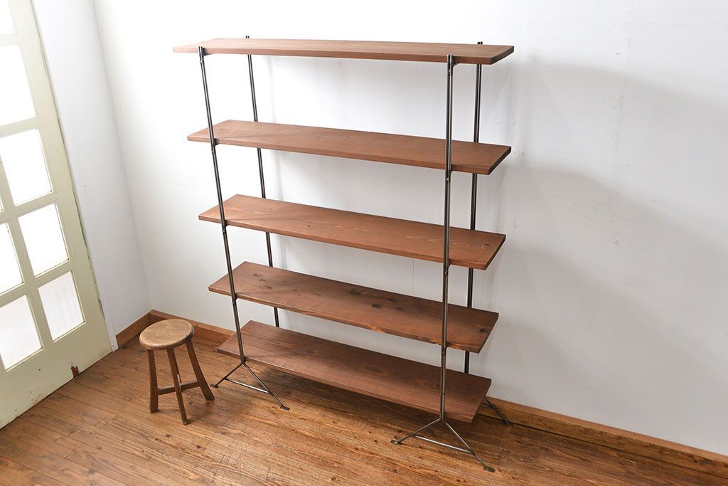 ラフジュオリジナル　アイアンの薄型飾り棚【小】(2)(陳列棚、アイアンラック)