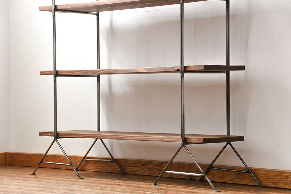 ラフジュオリジナル　アイアンの薄型飾り棚【小】(2)(陳列棚、アイアンラック)