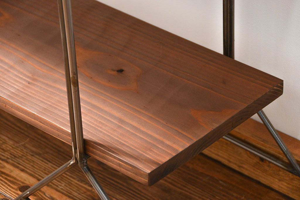 ラフジュオリジナル　アイアンの薄型飾り棚【小】(2)(陳列棚、アイアンラック)