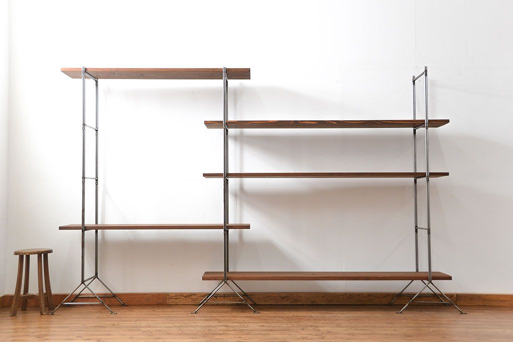 ラフジュオリジナル　アイアンの薄型飾り棚【小】(2)(陳列棚、アイアンラック)