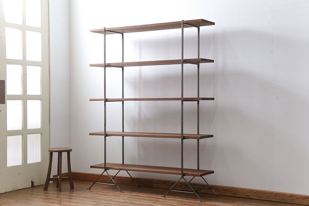 ラフジュオリジナル アイアンの薄型飾り棚【小】(3)(陳列棚、アイアンラック)