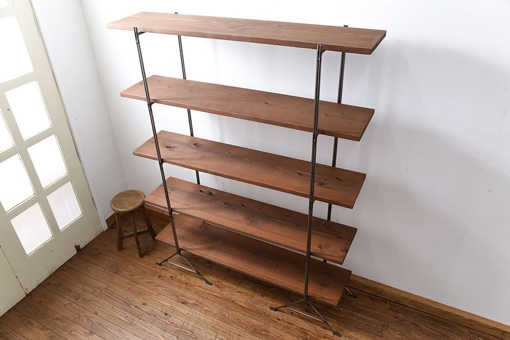 ラフジュオリジナル アイアンの薄型飾り棚【小】(3)(陳列棚、アイアンラック)