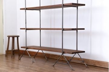 ラフジュオリジナル アイアンの薄型飾り棚【小】(3)(陳列棚、アイアンラック)