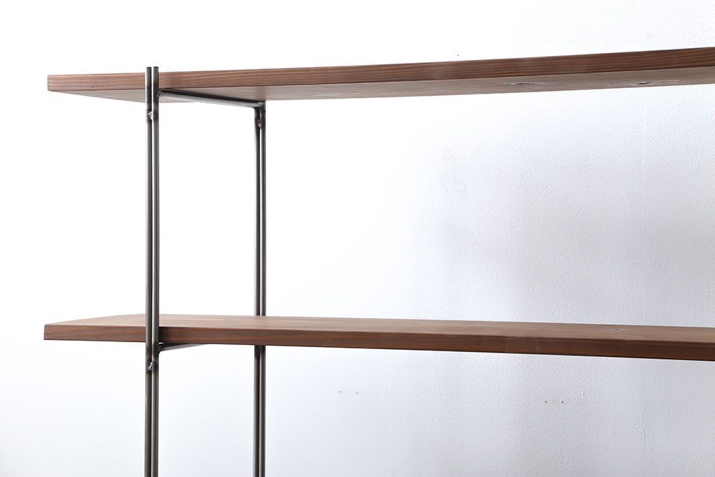 ラフジュオリジナル アイアンの薄型飾り棚【小】(3)(陳列棚、アイアンラック)