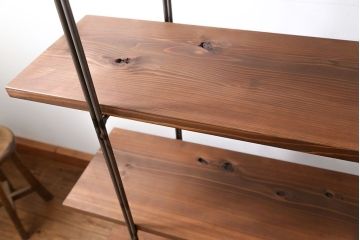 ラフジュオリジナル アイアンの薄型飾り棚【小】(3)(陳列棚、アイアンラック)