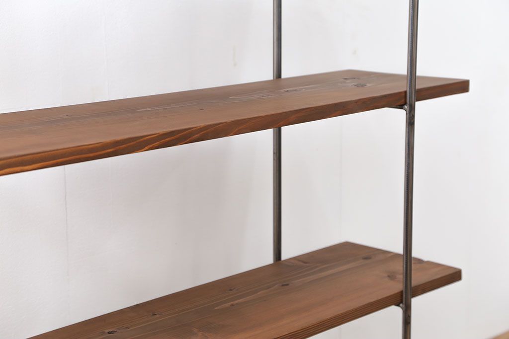 ラフジュオリジナル アイアンの薄型飾り棚【小】(3)(陳列棚、アイアンラック)