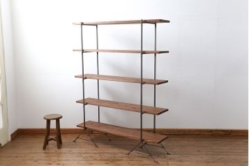 ラフジュオリジナル アイアンの薄型飾り棚【小】(3)(陳列棚、アイアンラック)