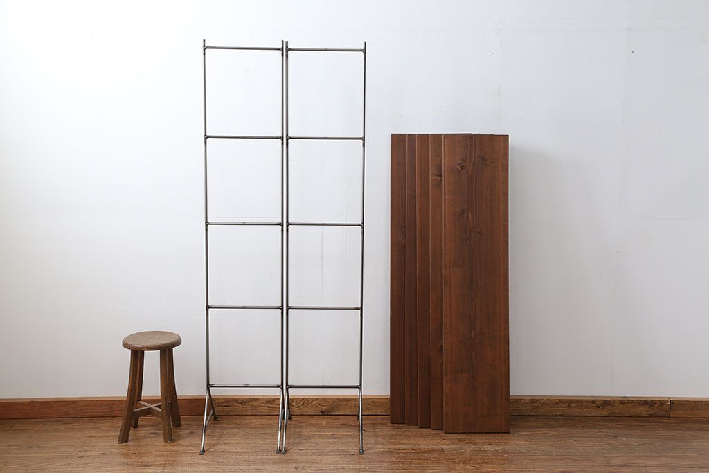 ラフジュオリジナル アイアンの薄型飾り棚【小】(3)(陳列棚、アイアンラック)