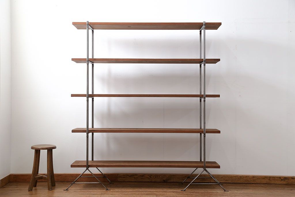 ラフジュオリジナル アイアンの薄型飾り棚【中】(2)(陳列棚、アイアンラック)