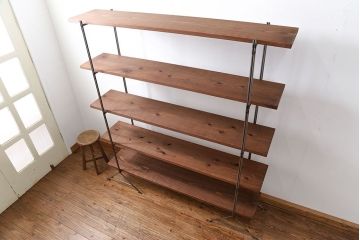 ラフジュオリジナル アイアンの薄型飾り棚【中】(2)(陳列棚、アイアンラック)