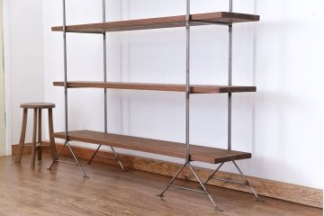 ラフジュオリジナル アイアンの薄型飾り棚【中】(2)(陳列棚、アイアンラック)