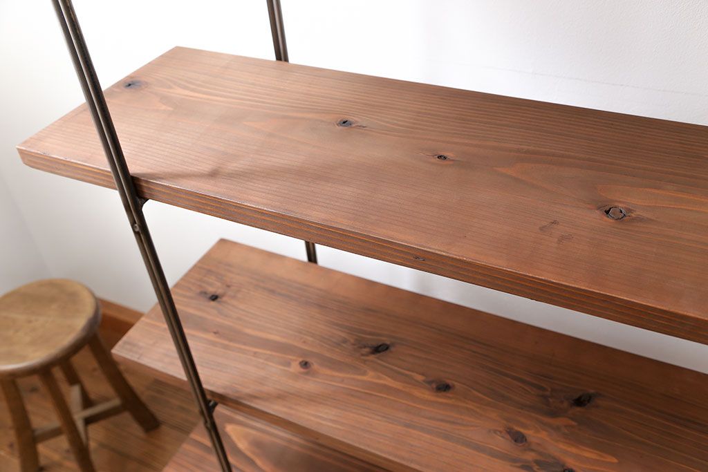 ラフジュオリジナル アイアンの薄型飾り棚【中】(2)(陳列棚、アイアンラック)