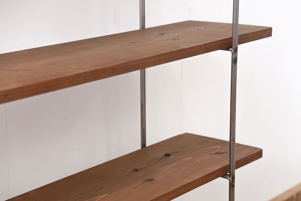 ラフジュオリジナル アイアンの薄型飾り棚【中】(2)(陳列棚、アイアンラック)