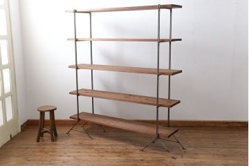 ラフジュオリジナル アイアンの薄型飾り棚【中】(2)(陳列棚、アイアンラック)