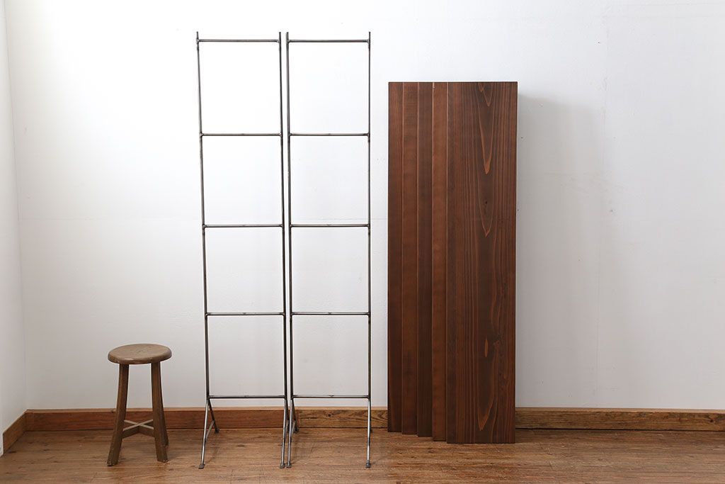 ラフジュオリジナル アイアンの薄型飾り棚【中】(2)(陳列棚、アイアンラック)