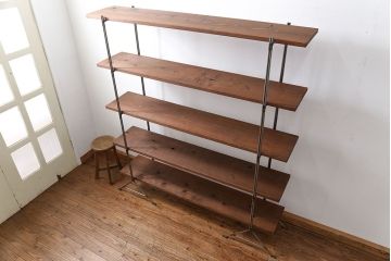 ラフジュオリジナル アイアンの薄型飾り棚【中】(3)(陳列棚、アイアンラック)