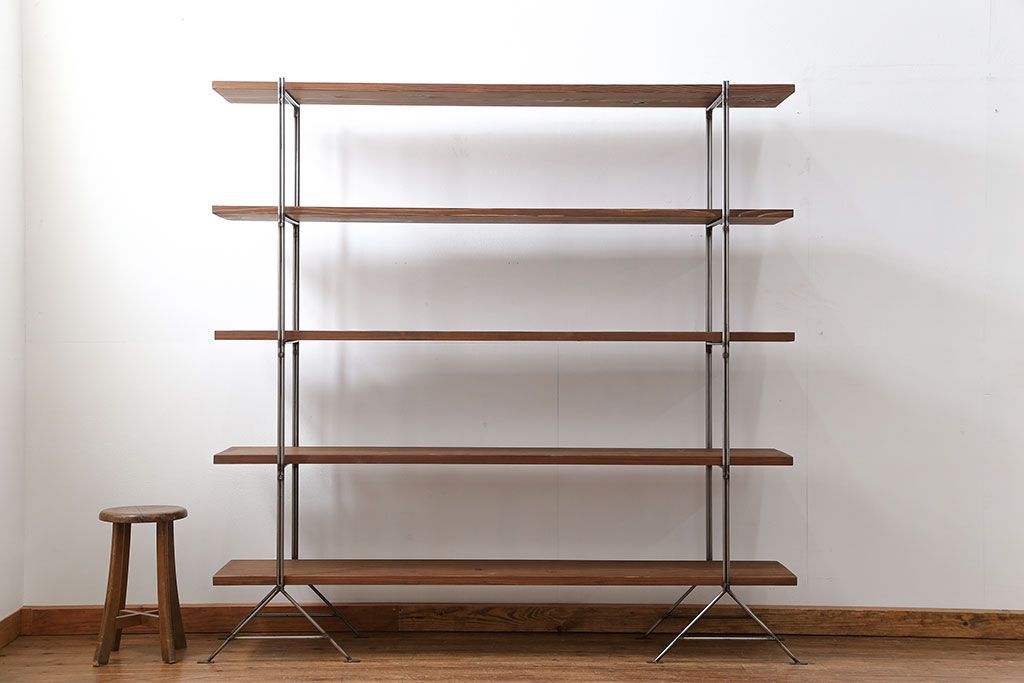 ラフジュオリジナル アイアンの薄型飾り棚【大】(1)(陳列棚、アイアンラック)