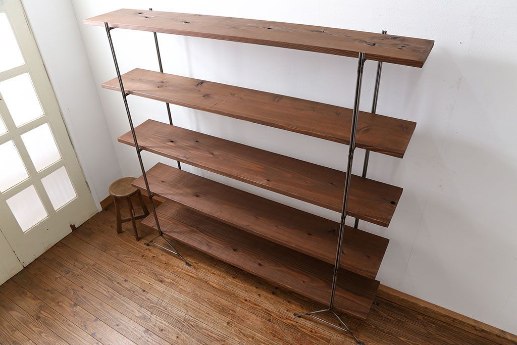 ラフジュオリジナル アイアンの薄型飾り棚【大】(1)(陳列棚、アイアンラック)