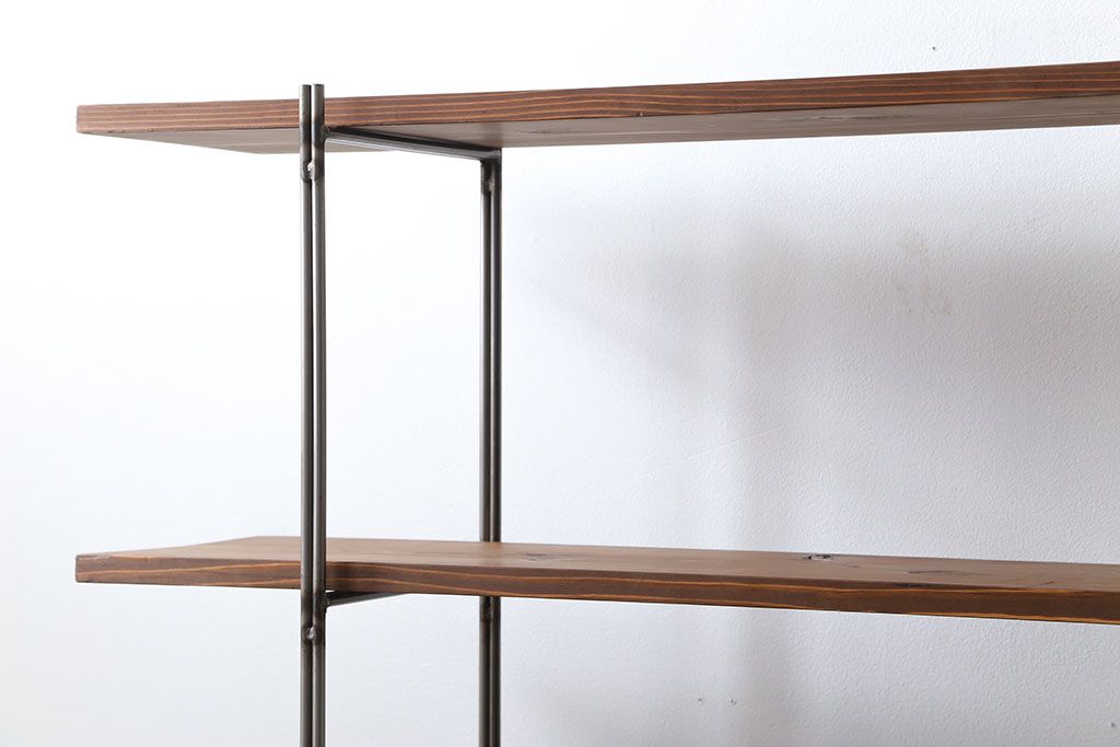 ラフジュオリジナル アイアンの薄型飾り棚【大】(1)(陳列棚、アイアンラック)