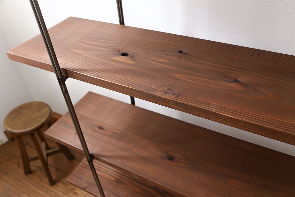 ラフジュオリジナル アイアンの薄型飾り棚【大】(1)(陳列棚、アイアンラック)