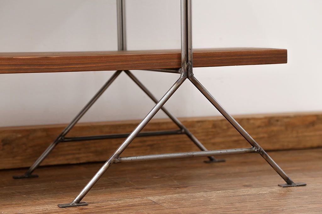 ラフジュオリジナル アイアンの薄型飾り棚【大】(1)(陳列棚、アイアンラック)