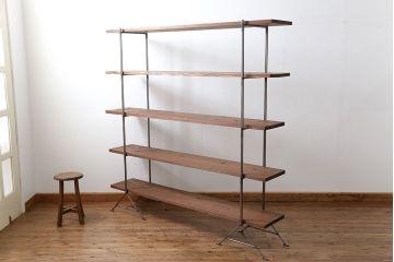 ラフジュオリジナル アイアンの薄型飾り棚【大】(1)(陳列棚、アイアンラック)