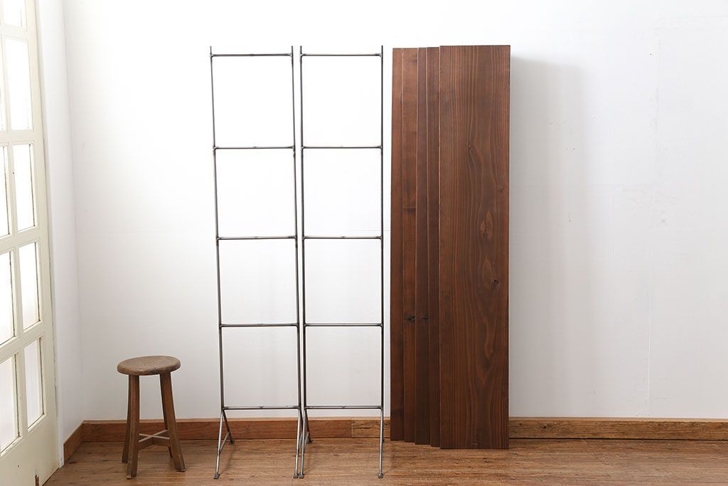 ラフジュオリジナル アイアンの薄型飾り棚【大】(1)(陳列棚、アイアンラック)