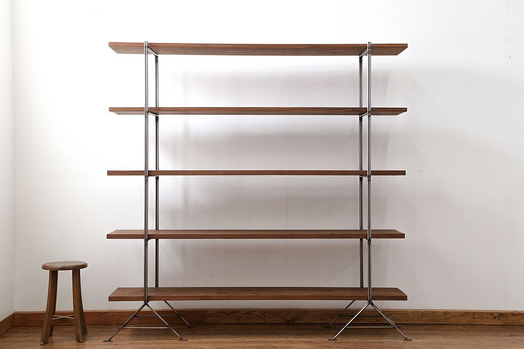 ラフジュオリジナル アイアンの薄型飾り棚【大】(3)(陳列棚、アイアンラック)