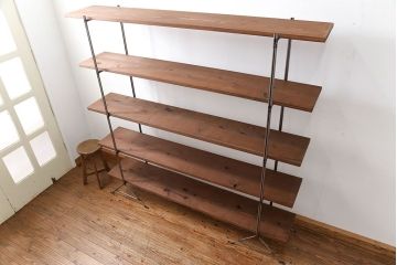 ラフジュオリジナル アイアンの薄型飾り棚【大】(3)(陳列棚、アイアンラック)