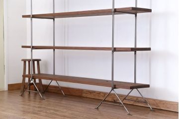 ラフジュオリジナル アイアンの薄型飾り棚【大】(3)(陳列棚、アイアンラック)