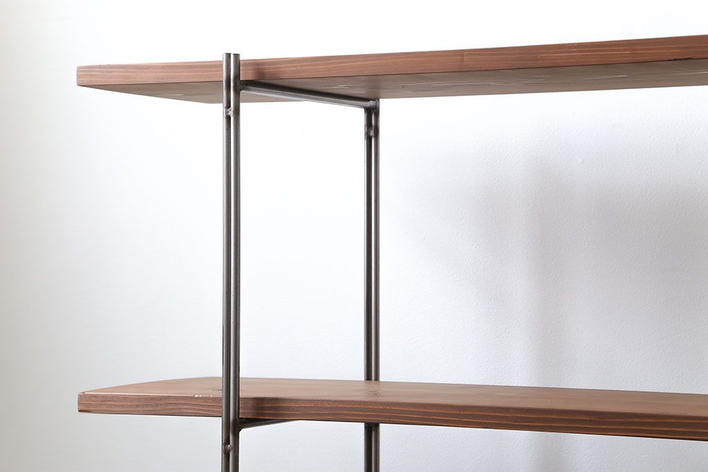 ラフジュオリジナル アイアンの薄型飾り棚【大】(3)(陳列棚、アイアンラック)