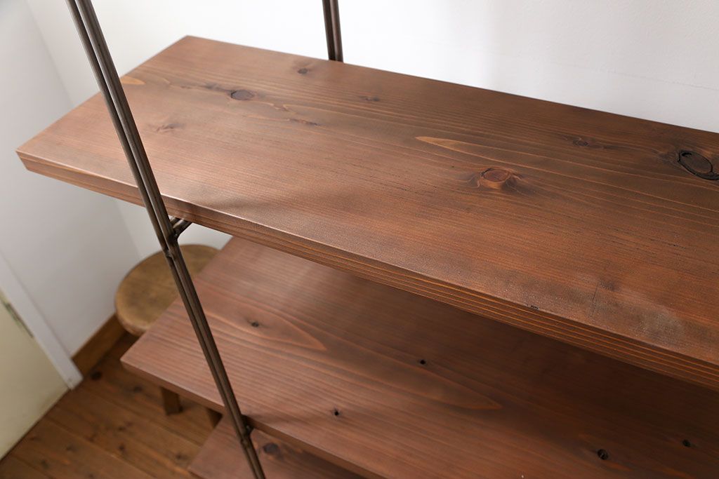 ラフジュオリジナル アイアンの薄型飾り棚【大】(3)(陳列棚、アイアンラック)