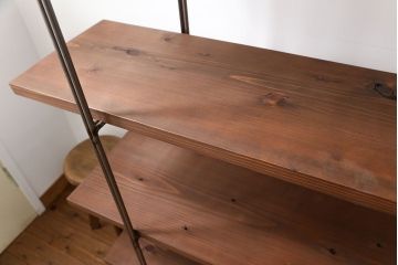 ラフジュオリジナル アイアンの薄型飾り棚【大】(3)(陳列棚、アイアンラック)