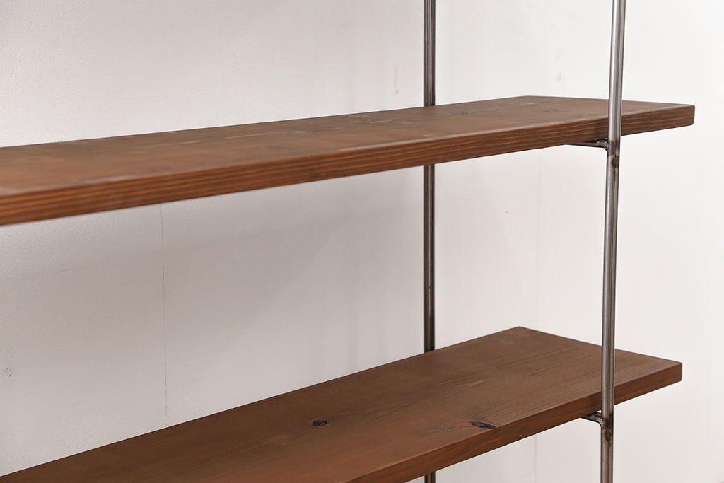 ラフジュオリジナル アイアンの薄型飾り棚【大】(3)(陳列棚、アイアンラック)